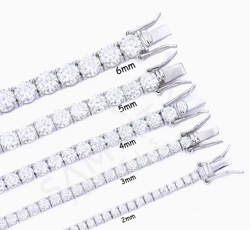 VVS1 Ideal Cut Moissanite Tennis Chain - GRA Certified, Passes Diamond Tester | 925 Sterling Silver Iced Out Jewelry| 2-6mm Anniversary Gift