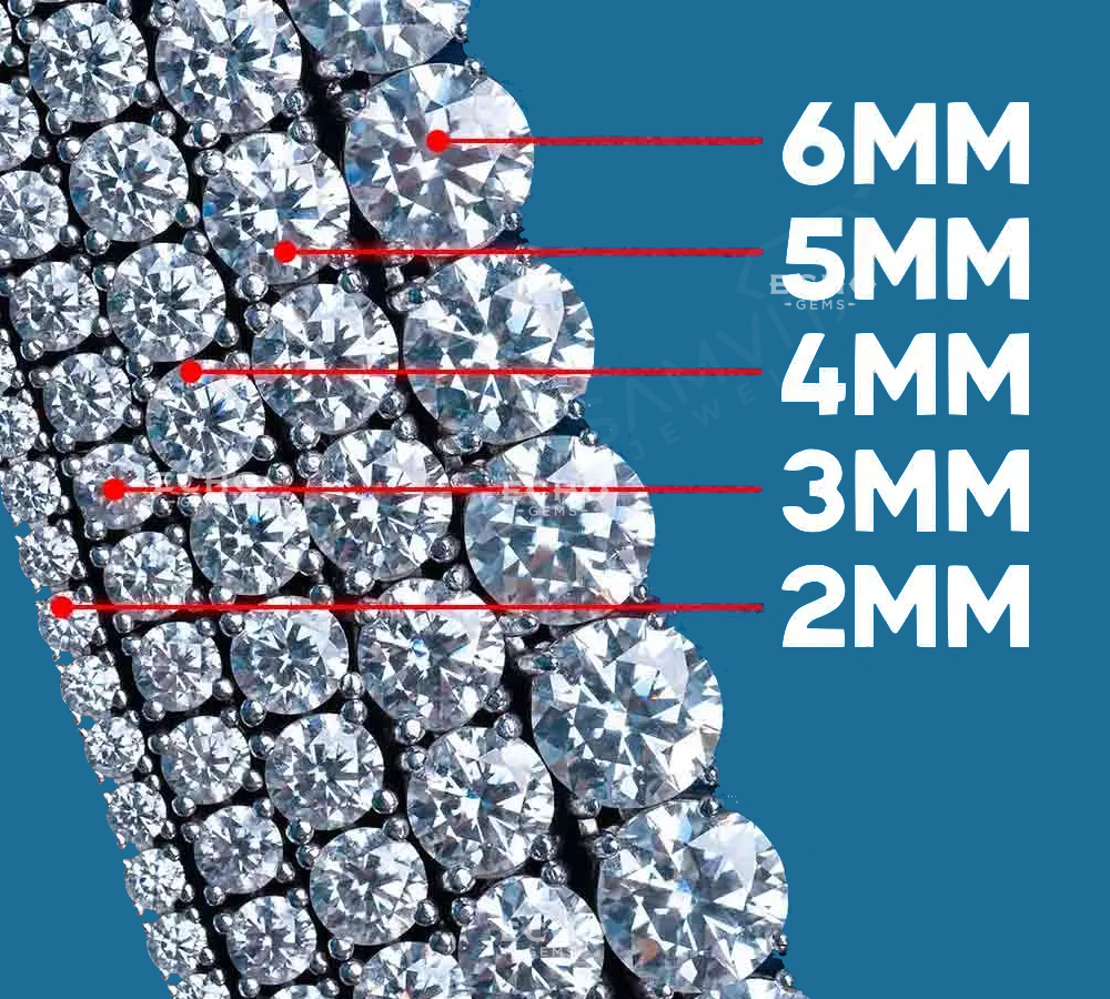 VVS1 Ideal Cut Moissanite Tennis Chain - GRA Certified, Passes Diamond Tester | 925 Sterling Silver Iced Out Jewelry| 2-6mm Anniversary Gift