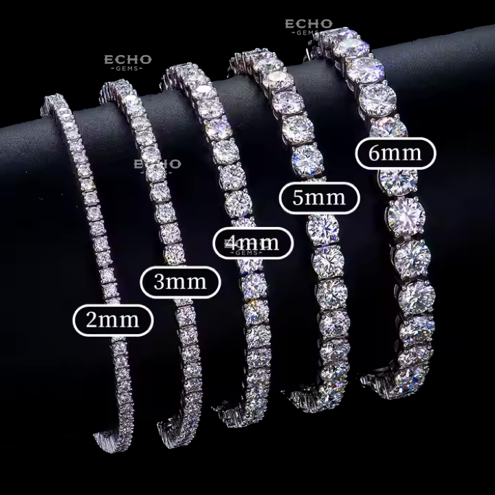 VVS1 Ideal Cut Moissanite Tennis Bracelet, Passes Diamond Tester | 925 Sterling Silver Iced Out Jewelry | 2-6mm Anniversary Gift