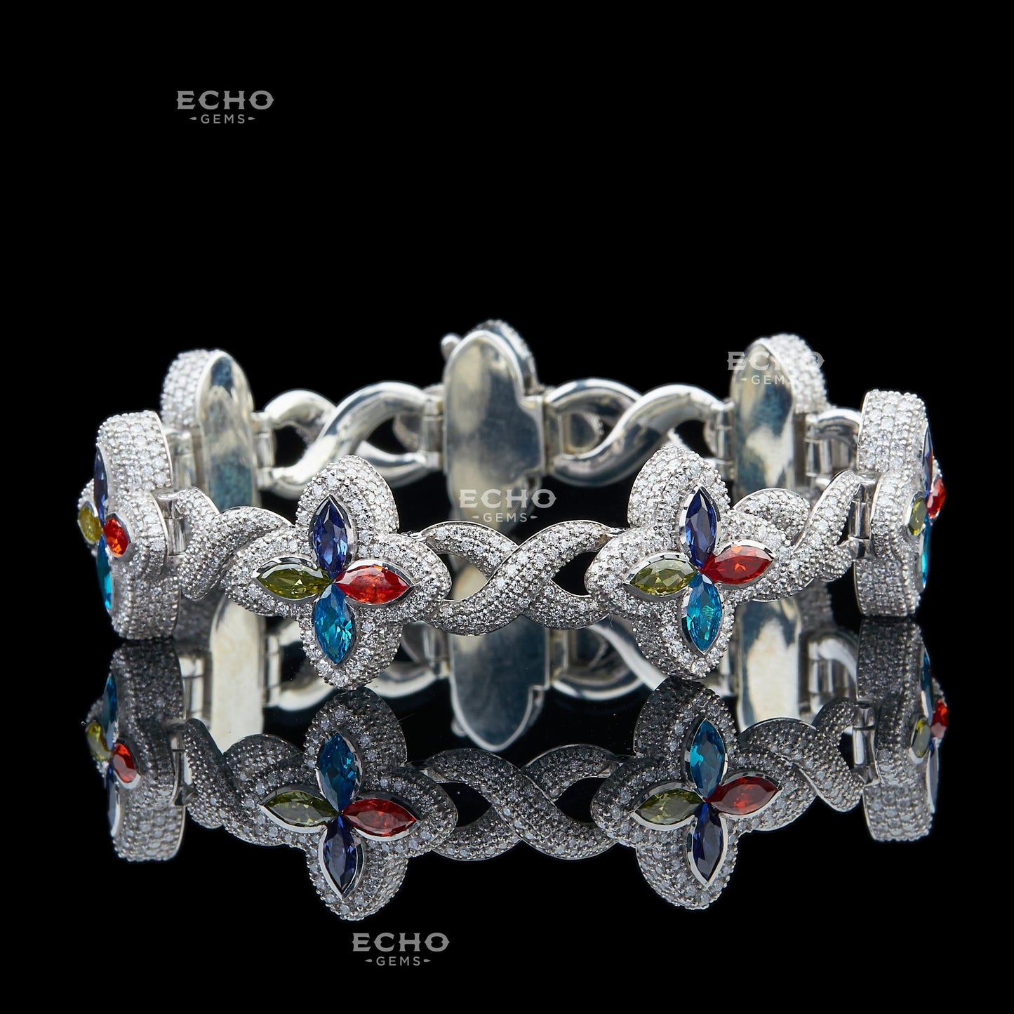 Vibrant Floral Bracelet | 925 Sterling Silver Bloom Design | Boho Chic Gift for Her