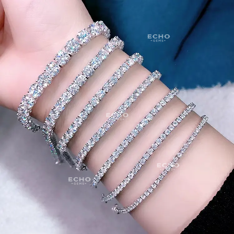 VVS1 Ideal Cut Moissanite Tennis Bracelet, Passes Diamond Tester | 925 Sterling Silver Iced Out Jewelry | 2-6mm Anniversary Gift