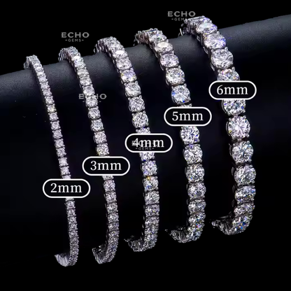 VVS1 Ideal Cut Moissanite Tennis Bracelet, Passes Diamond Tester | 925 Sterling Silver Iced Out Jewelry | 2-6mm Anniversary Gift