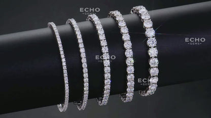 VVS1 Ideal Cut Moissanite Tennis Bracelet, Passes Diamond Tester | 925 Sterling Silver Iced Out Jewelry | 2-6mm Anniversary Gift