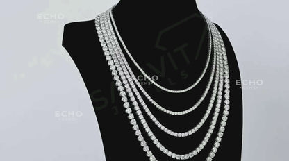 VVS1 Ideal Cut Moissanite Tennis Chain - GRA Certified, Passes Diamond Tester | 925 Sterling Silver Iced Out Jewelry| 2-6mm Anniversary Gift
